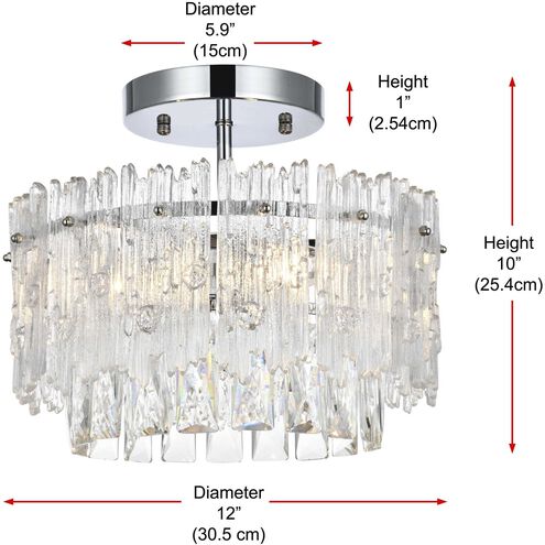 Emilia 3 Light 12 inch Chrome Flush Mount Ceiling Light