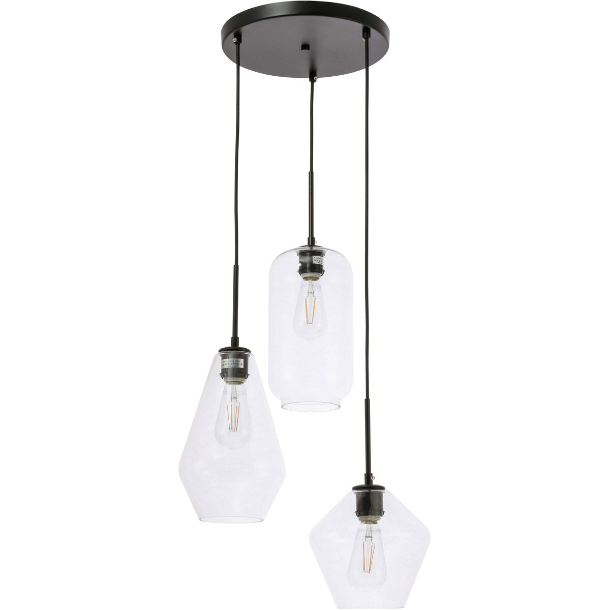Rochester 3 Light 17 inch Black Pendant Ceiling Light