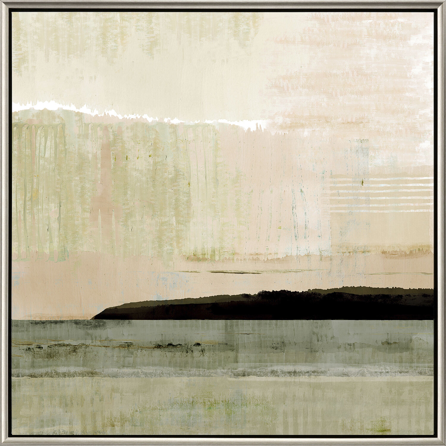 Blush Horizon Beige and Brown and Gray and Pink Canvas