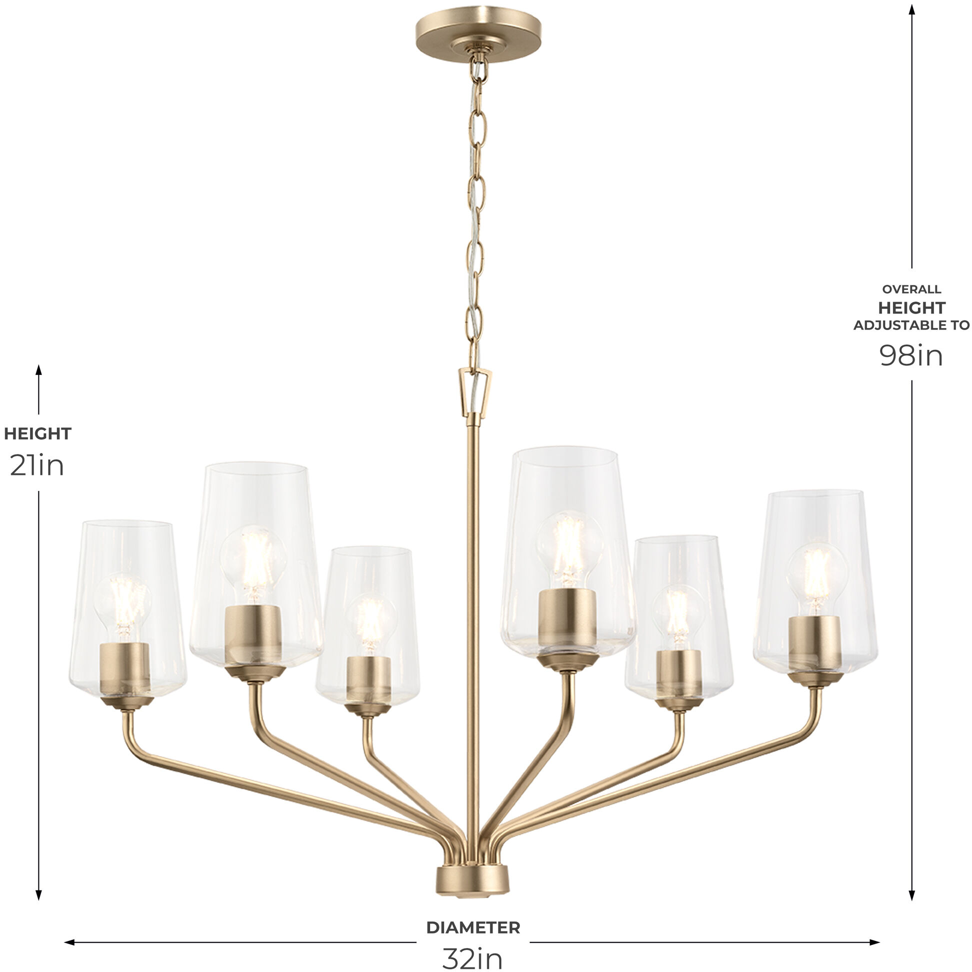 Celino 6 Light 32 inch Champagne Bronze Chandelier Ceiling Light