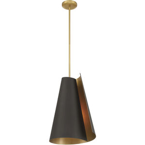 Hillcrest 1 Light 13.5 inch Legacy Brass and Dark Bronze Pendant Ceiling Light