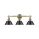 Orwell 3 Light 27 inch Aged Brass Bath Vanity Wall Light in Matte Black