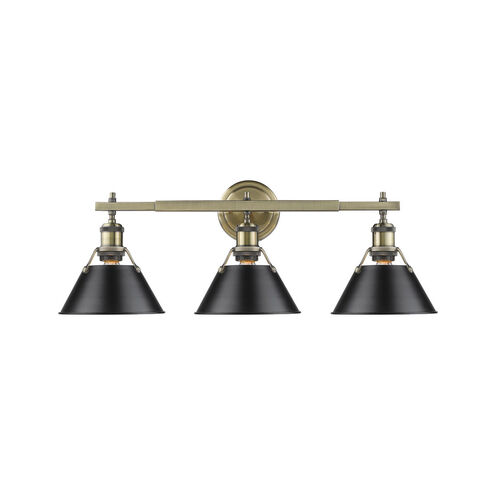Orwell 3 Light 27 inch Aged Brass Bath Vanity Wall Light in Matte Black
