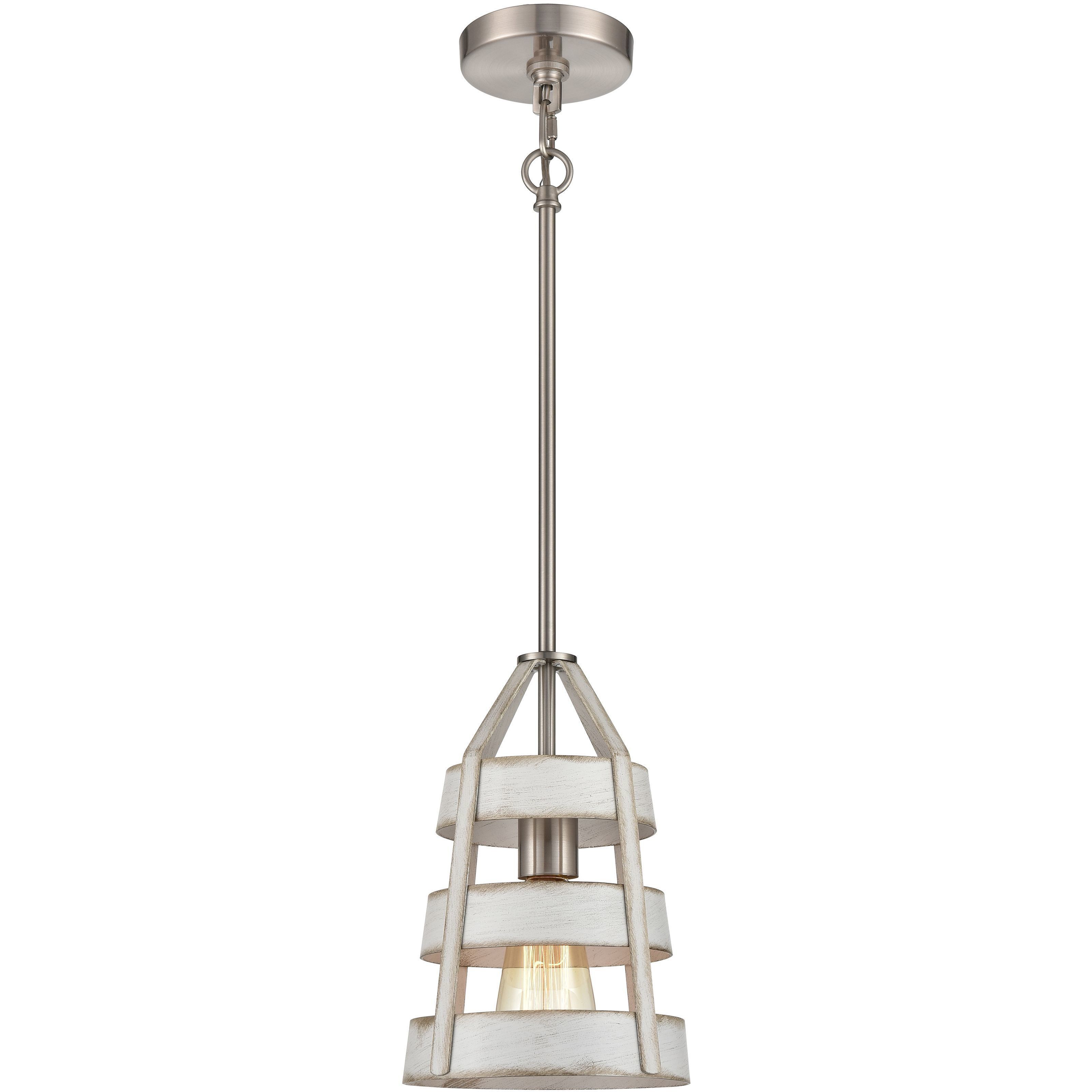 Brigantine 1 Light 7 inch Weathered White with Satin Nickel Mini Pendant Ceiling Light