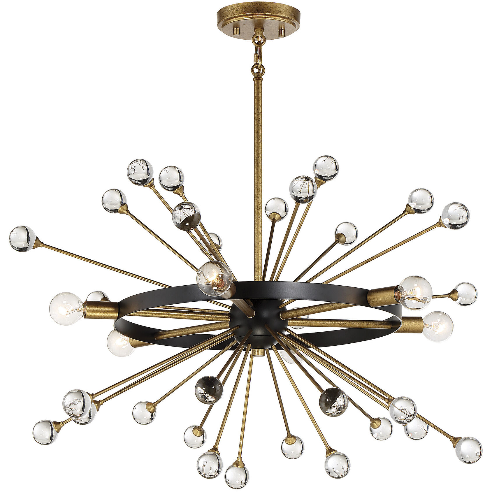 Ariel 6 Light 25 inch Como Black with Gold Chandelier Ceiling Light