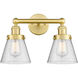 Cone 2 Light 15.5 inch Satin Gold Bath Vanity Light Wall Light in Seedy