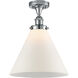 Ballston X-Large Cone 1 Light 8 inch Polished Chrome Semi-Flush Mount Ceiling Light in Matte White Glass