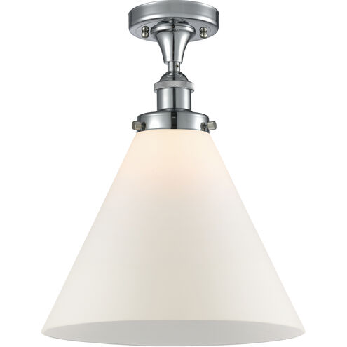 Ballston X-Large Cone 1 Light 8 inch Polished Chrome Semi-Flush Mount Ceiling Light in Matte White Glass
