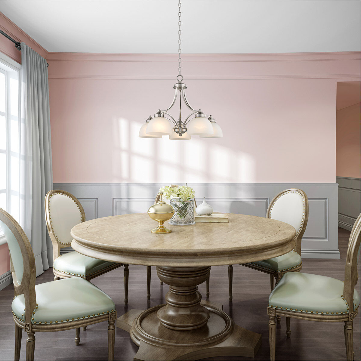 Somerset 5 Light 25 inch Brushed Nickel Chandelier Ceiling Light