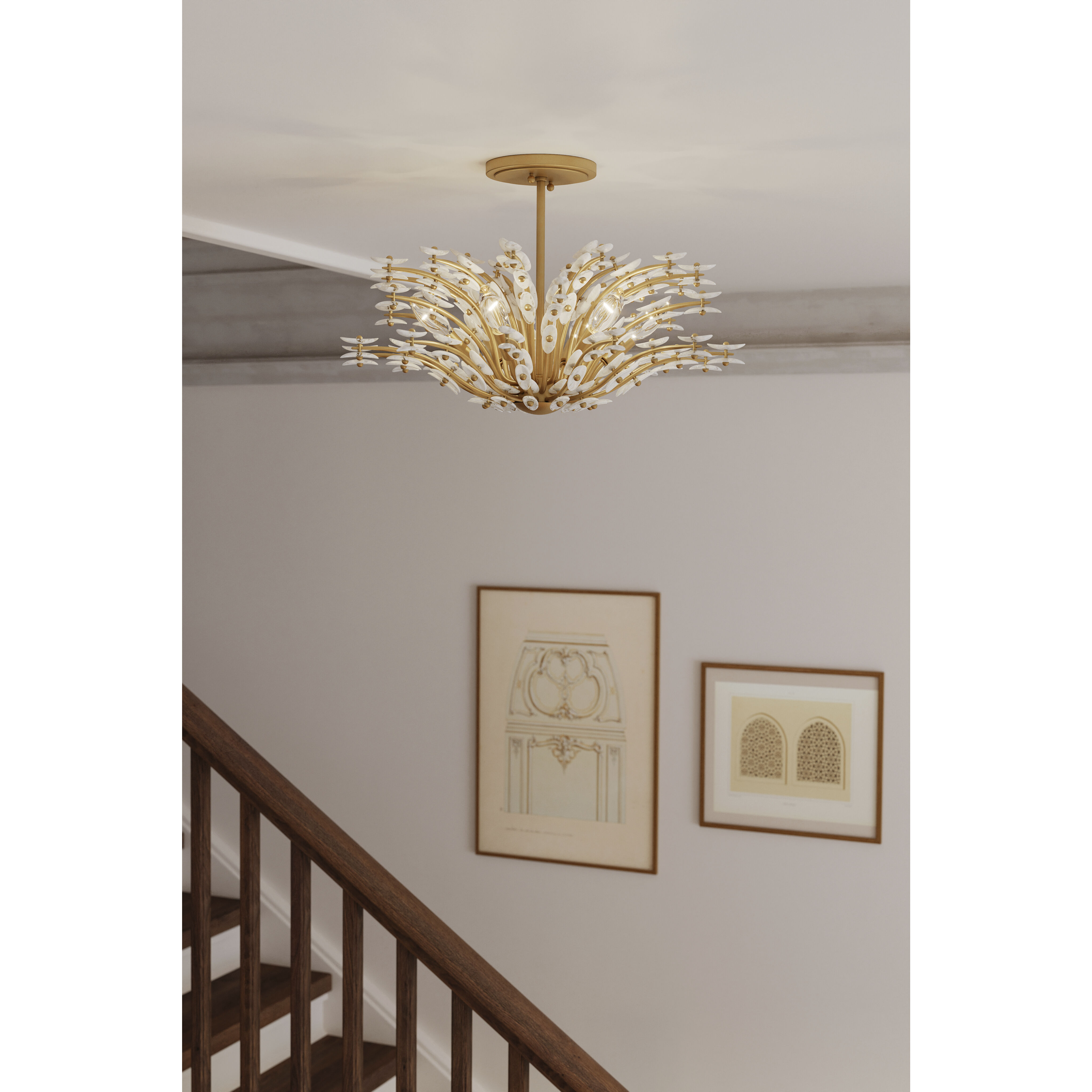 Sorra 6 Light 24 inch Painted Legacy Brass Semi-Flush Mount Ceiling Light