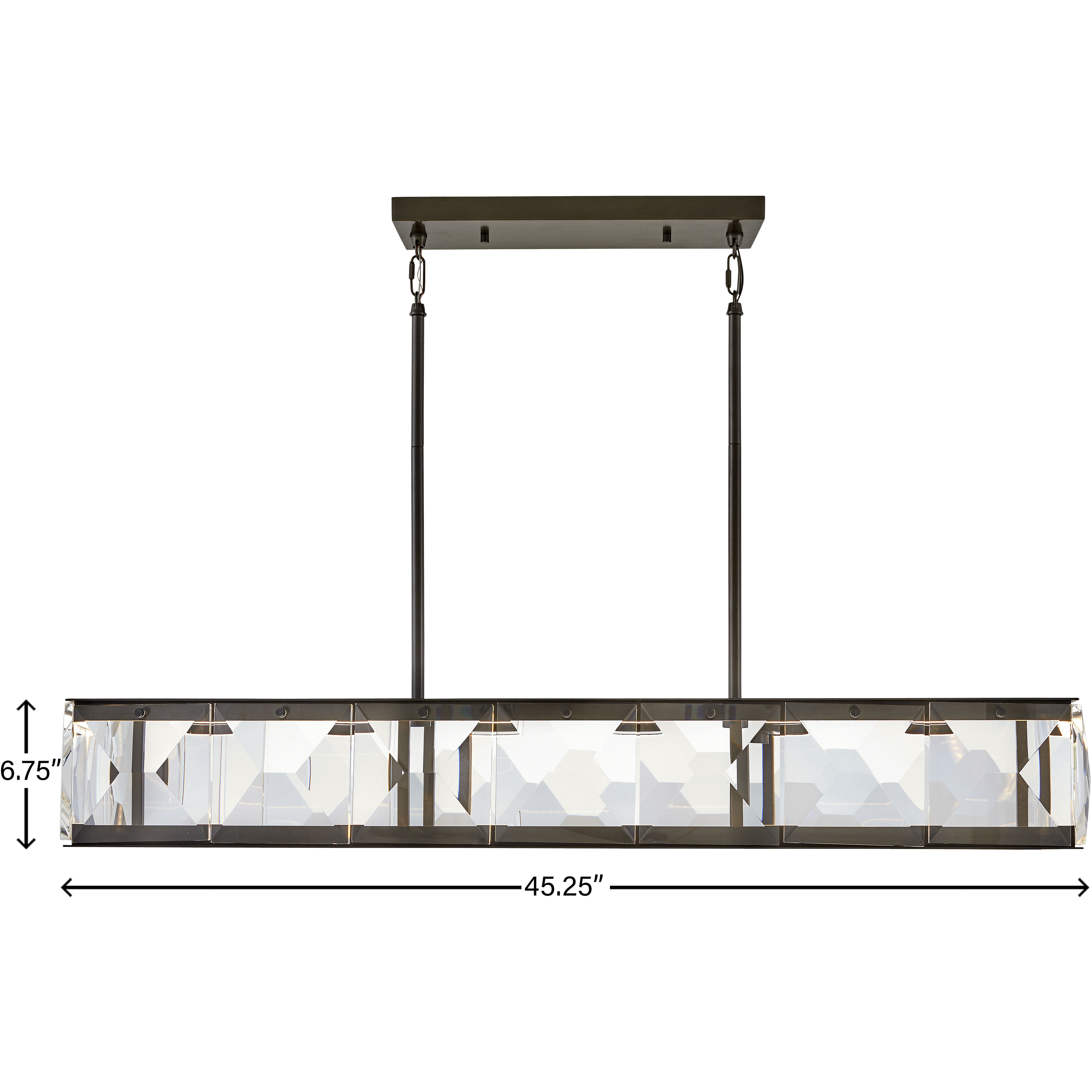 Jolie LED 45.25 inch Black Oxide Chandelier Ceiling Light, Linear & Oval