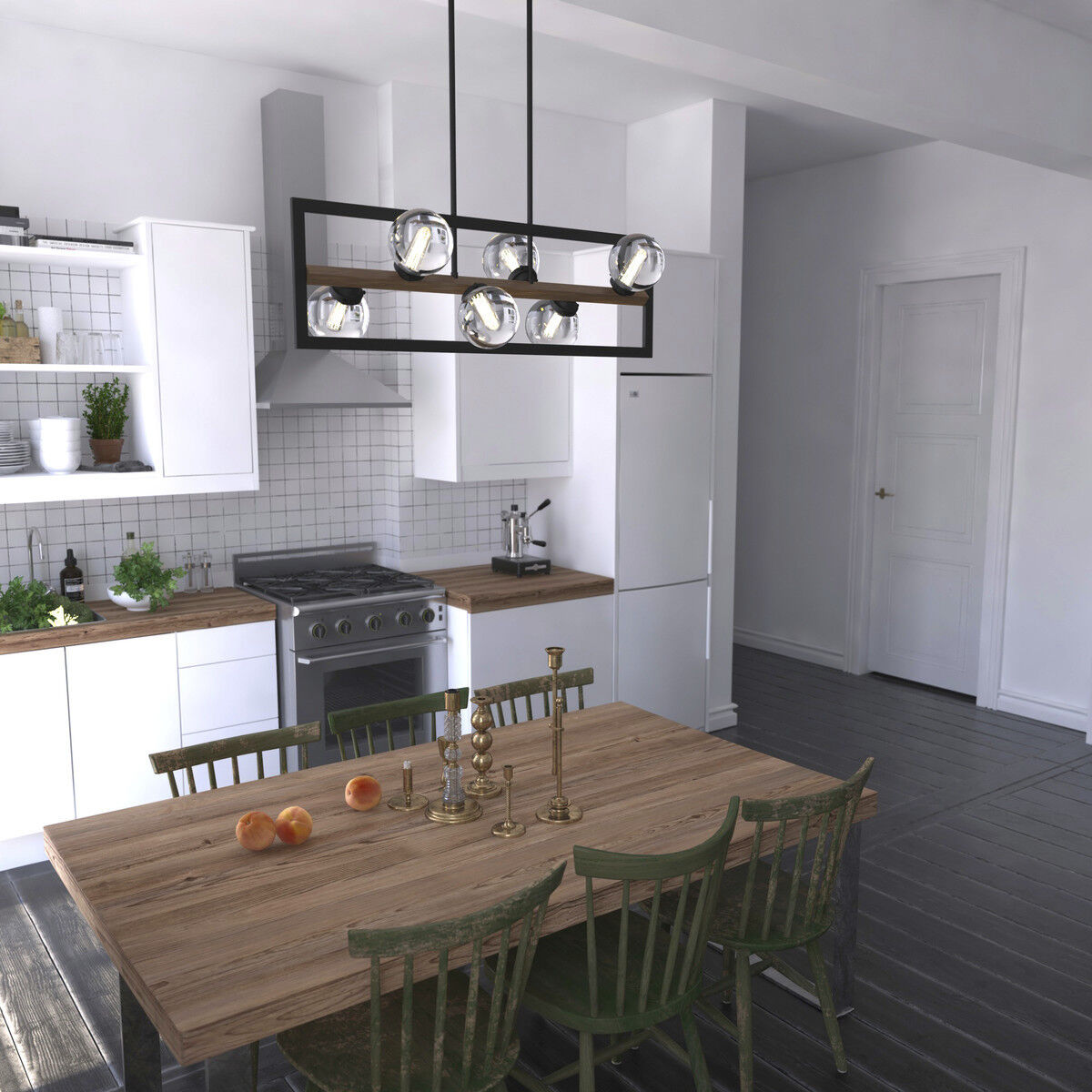 Bridgeview LED 38 inch Oil Rubbed Bronze and Light Walnut Linear Chandelier Ceiling Light