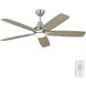 Lowden 52 LED 52 inch Brushed Steel with Silver/Light Grey Weathered Oak reversible blades Indoor/Outdoor Ceiling Fan