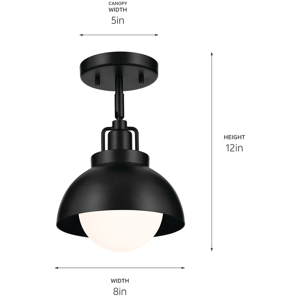 Niva LED 8 inch Black Semi Flush Mount Ceiling Light