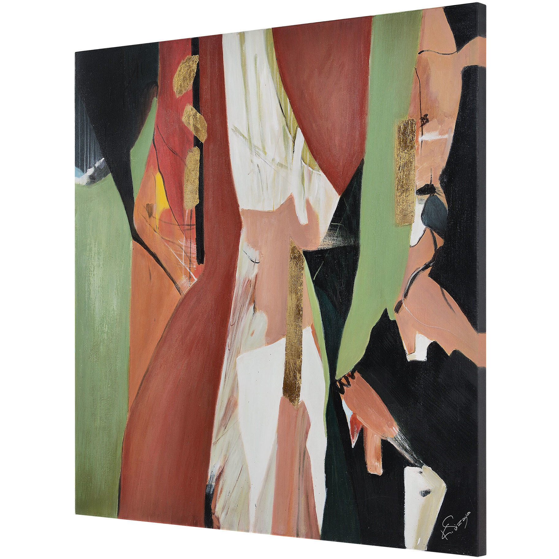 Sabik Texture and Gold Leaf Canvas Art