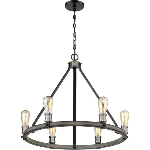 Kirkland 6 Light 25 inch Ashen Barnboard Chandelier Ceiling Light