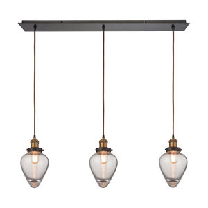 Williams 3 Light 36 inch Antique Brass with Oil Rubbed Bronze Multi Pendant Ceiling Light, Configurable