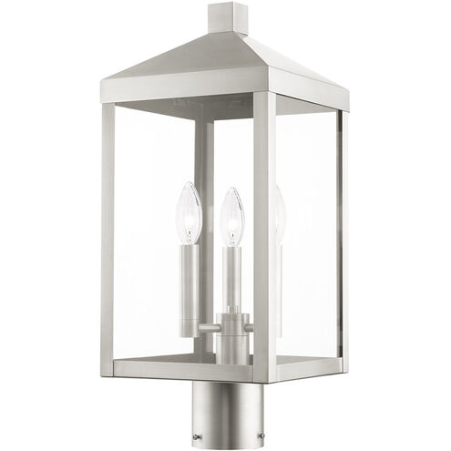 Nyack 3 Light 20 inch Brushed Nickel Outdoor Post Top Lantern