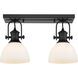 Hines 2 Light 18 inch Matte Black Semi-flush Ceiling Light in Opal Glass, Damp