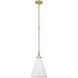Chapman & Myers Parkington LED 11 inch Antique-Burnished Brass Conical Pendant Ceiling Light in White Glass