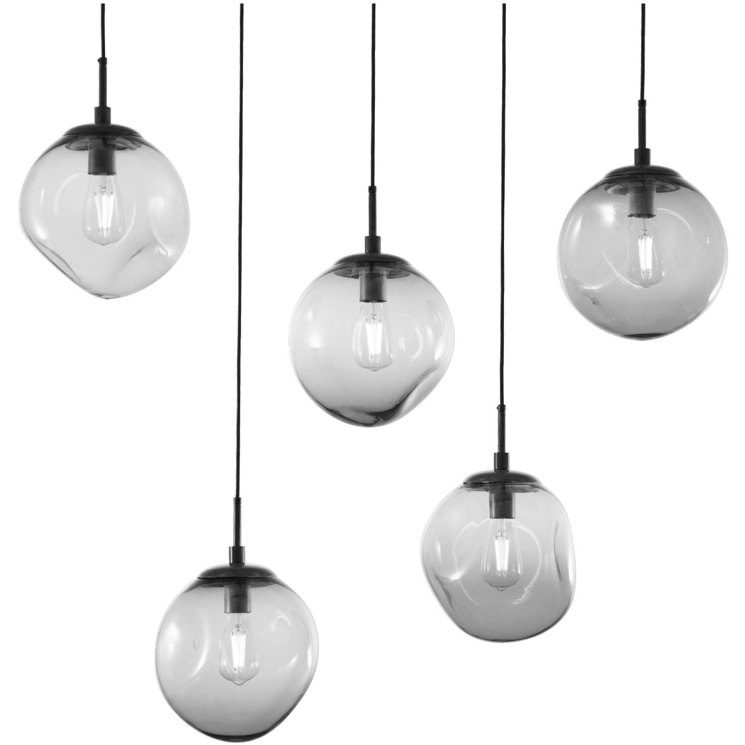 Aster Incandescent 5 Light Flat Bronze Linear Pendant Ceiling Light in Bronze Aster, Multi-Port