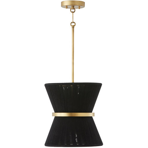 Cecilia 1 Light 12 inch Black Rope and Patinaed Brass Pendant Ceiling Light
