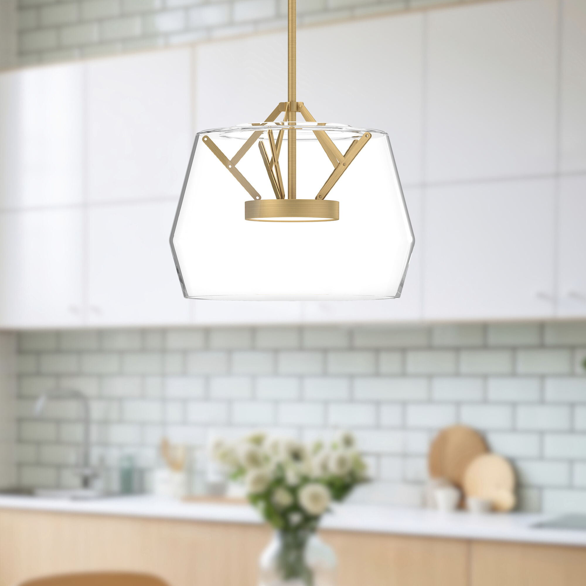 Deco Pendant Ceiling Light in Brushed Gold