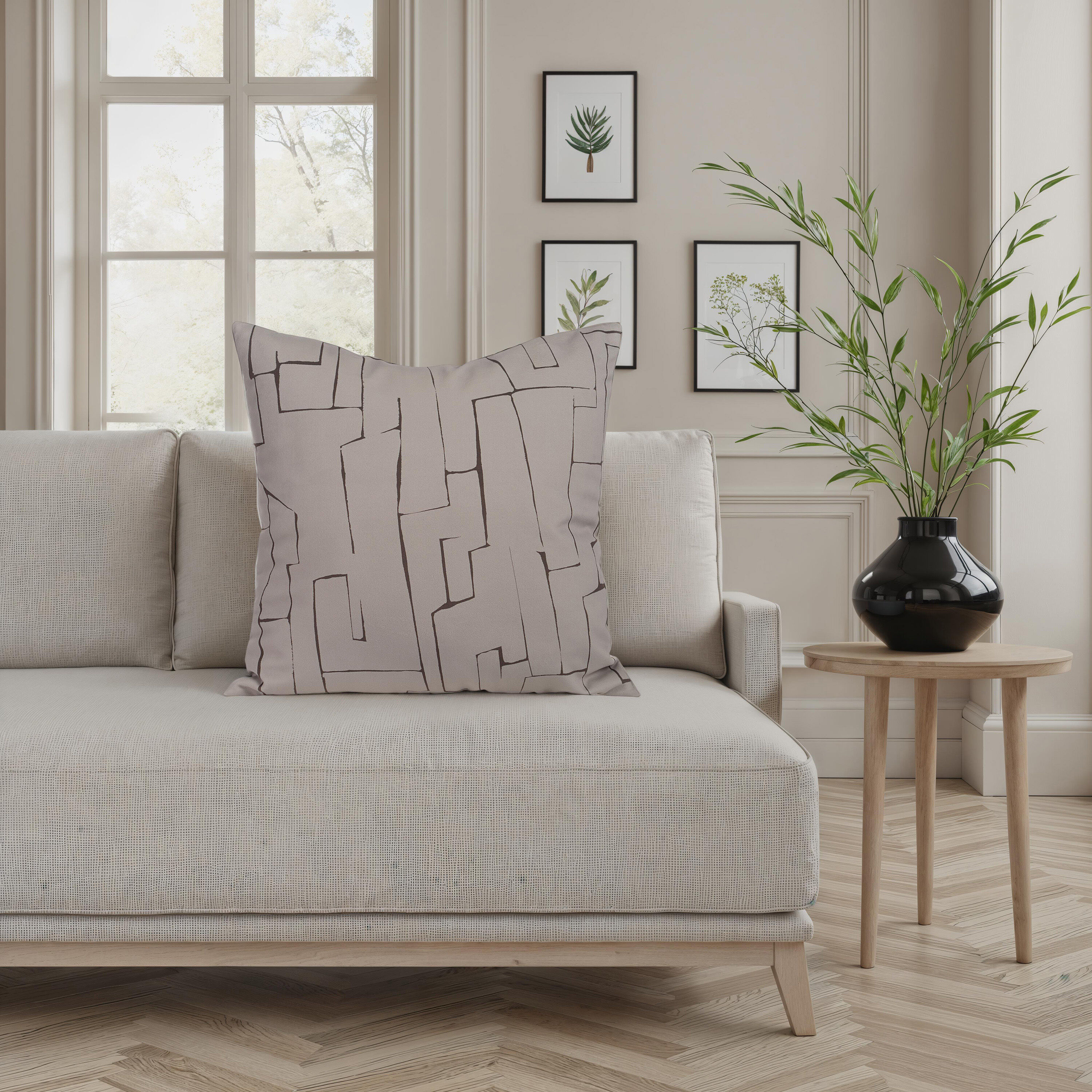 Sarno 20 inch Beige / Black and Ivory Pillow