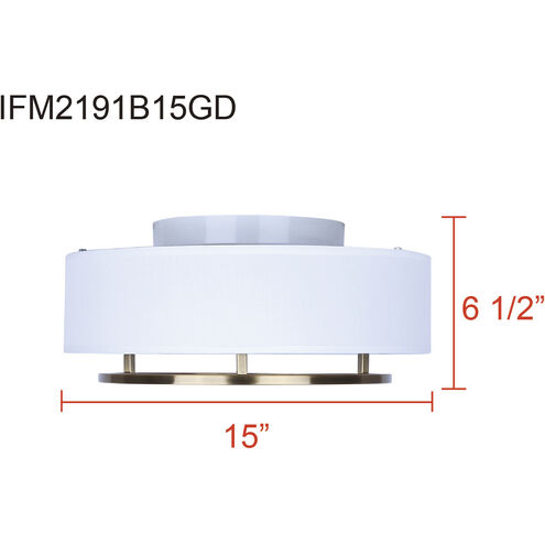 Bonnie 2 Light 15 inch Gold Flush Mount Ceiling Light