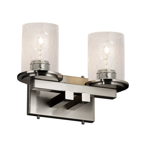 Fusion 2 Light 13 inch Brushed Nickel Bath Bar Wall Light in Incandescent, Seeded Fusion