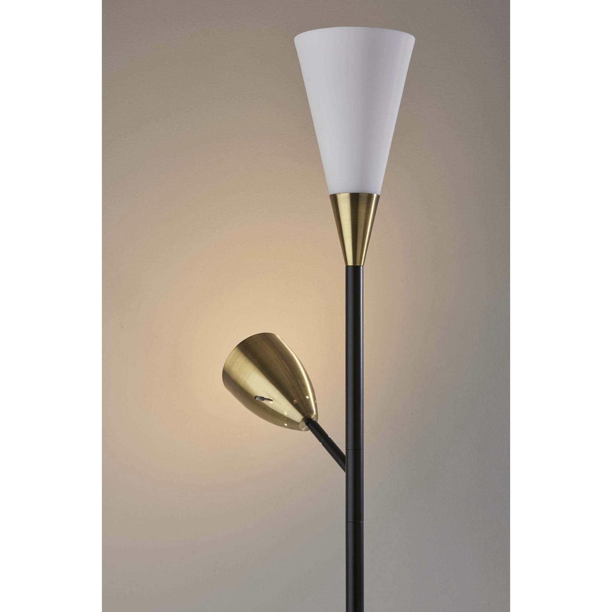 Dixon 71 inch 100.00 watt Black / Antique Brass Accents Torchiere Portable Light, Combo