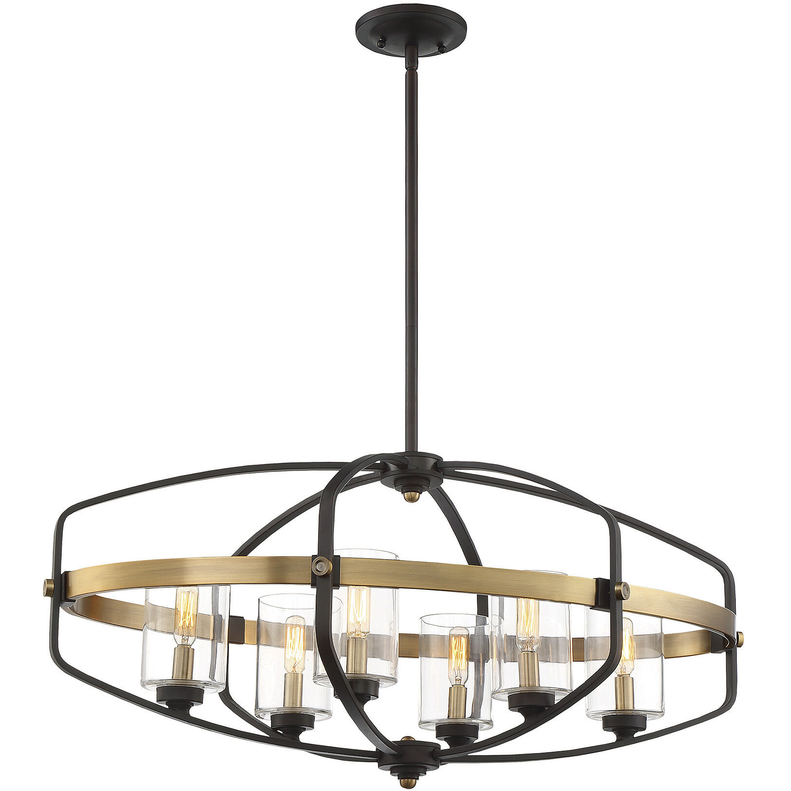 Kirkland 6 Light 32 inch English Bronze and Warm Brass Linear Chandelier Ceiling Light