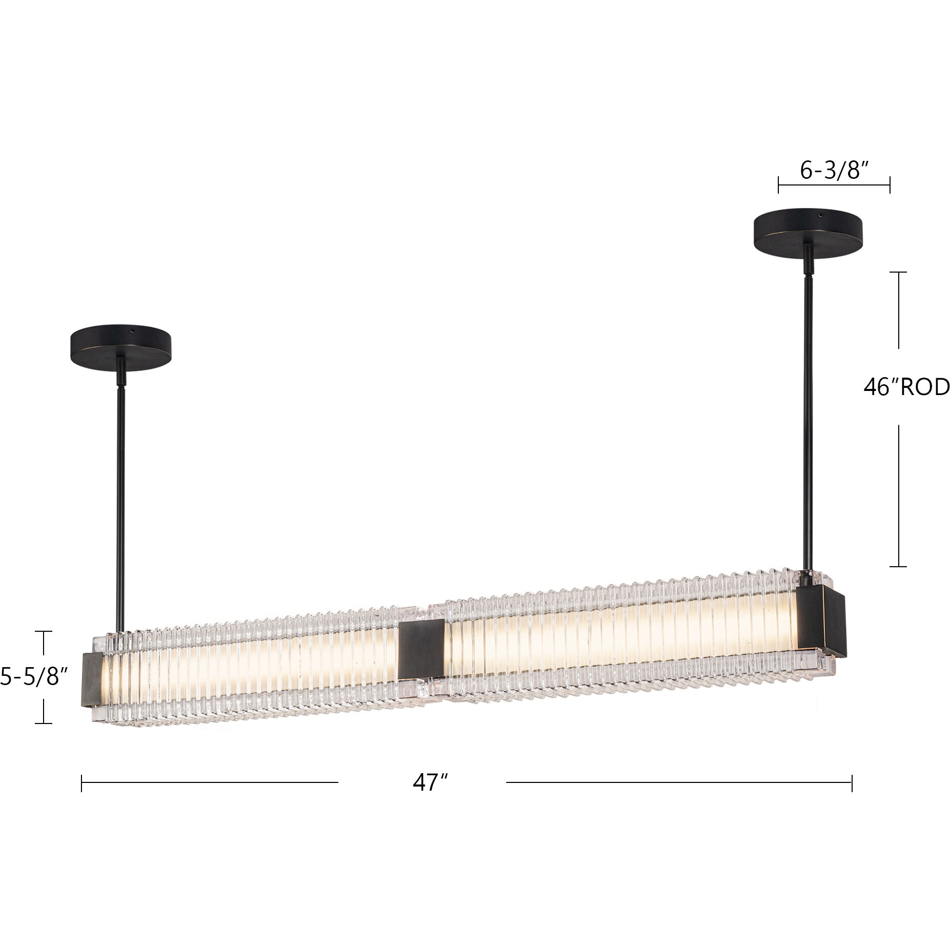 Alai LED 47 inch Vintage Brass/Ribbed Glass Linear Pendant Ceiling Light