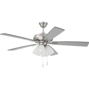 Eos 52 inch Brushed Polished Nickel with Brushed Nickel/Greywood Blades Ceiling Fan (Blades Included), Contractor Fan