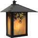 Evergreen 1 Light 10.75 inch Mission Brown Outdoor Wall Mount in Gold White Iridescent, Pine Needle Filigree