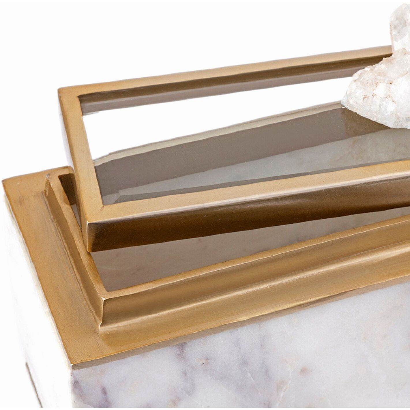 Anita 14 X 4.5 inch White/Gold Decorative Box