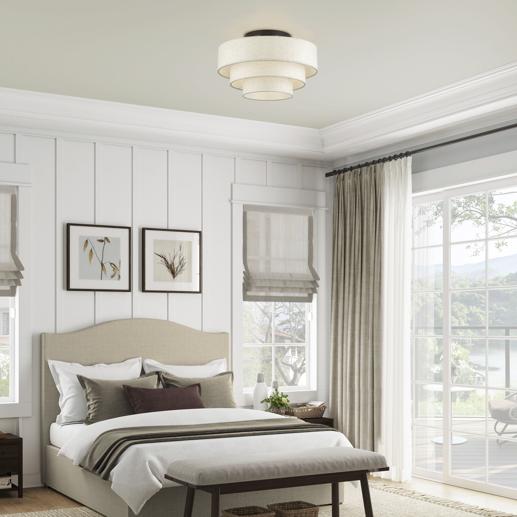 Manorwood 4 Light 21 inch English Bronze Semi Flush Mount Ceiling Light, Extra Large