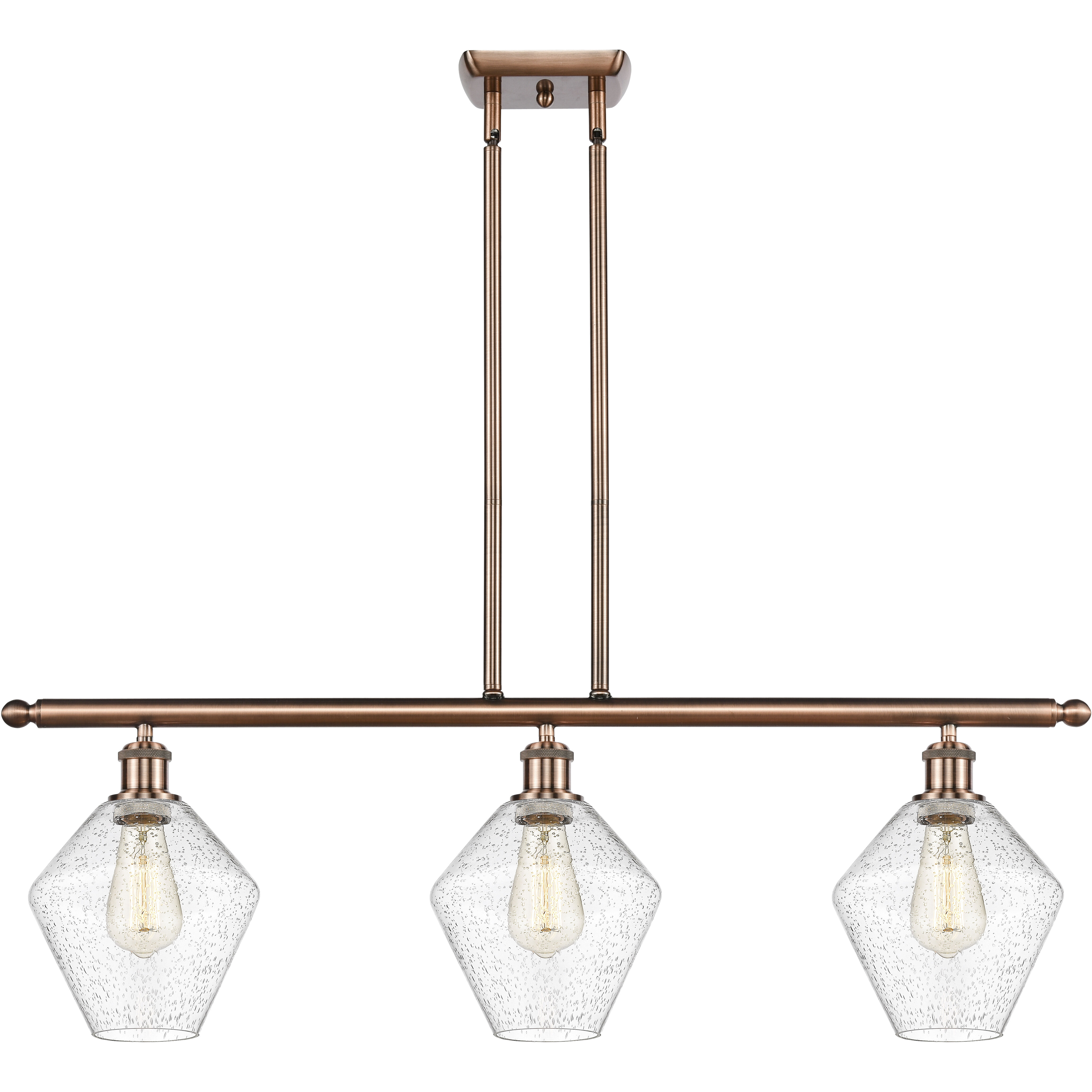 Ballston Cindyrella LED 36 inch Antique Copper Island Light Ceiling Light in Seedy Glass
