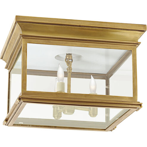 Chapman & Myers Club 3 Light 13 inch Antique-Burnished Brass Flush Mount Ceiling Light in Clear Glass, Large