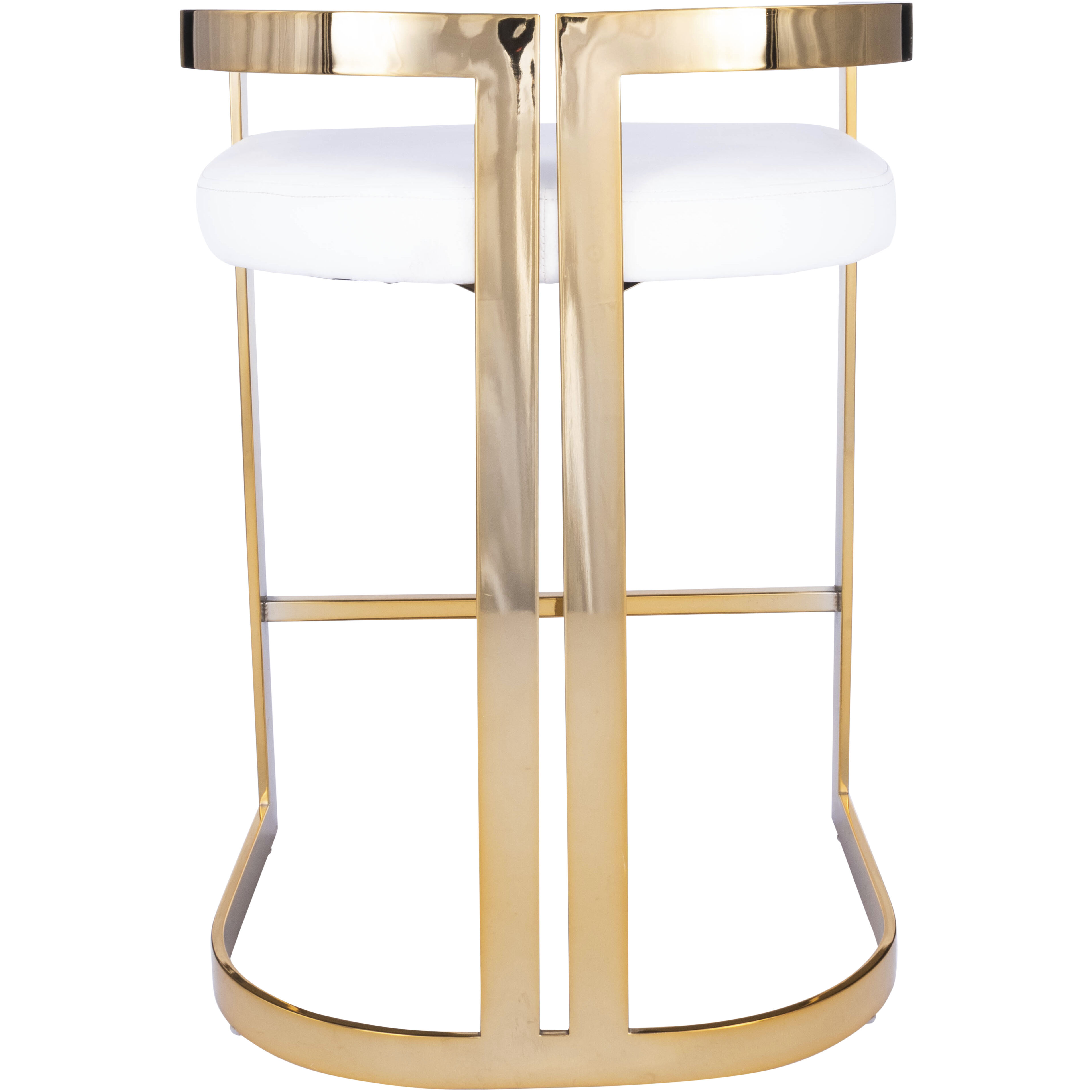 Clarence Gold & White Faux Leather Bar Stool