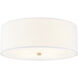Textile Collection 4 Light 18 inch Brushed Brass Flush Mount Ceiling Light in White, Classic Family