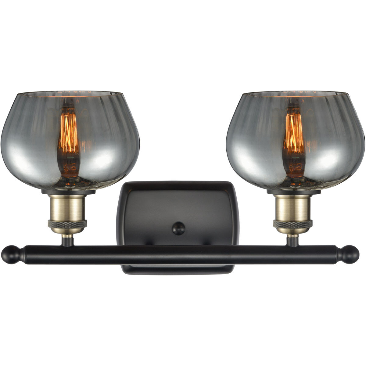 Ballston Fenton LED 16 inch Black Antique Brass Bath Vanity Light Wall Light in Plated Smoke Glass, Ballston