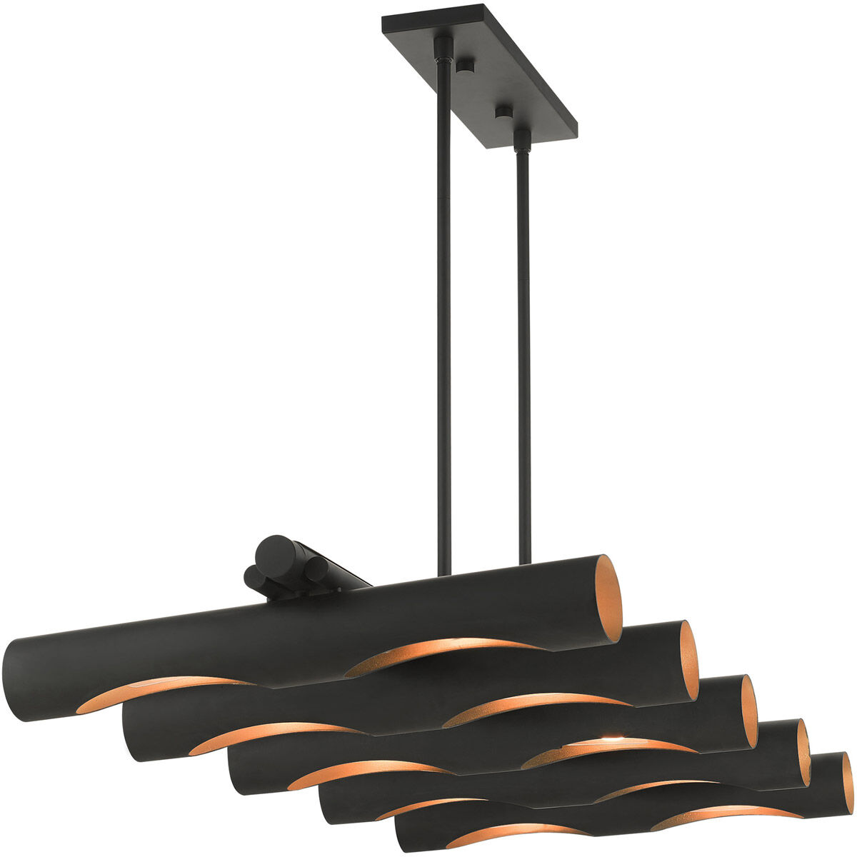 Novato 10 Light 50 inch Black Linear Chandelier Ceiling Light