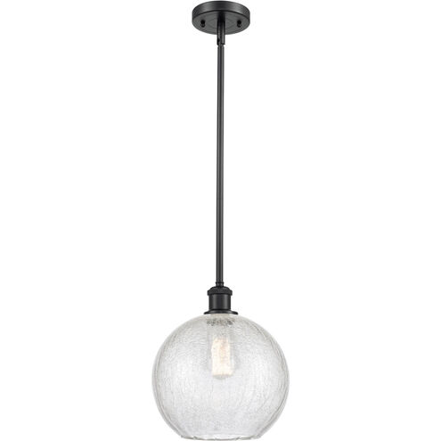 Ballston Large Athens LED 10 inch Matte Black Pendant Ceiling Light in Clear Crackle Glass, Ballston