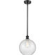 Ballston Large Athens LED 10 inch Matte Black Pendant Ceiling Light in Clear Crackle Glass, Ballston