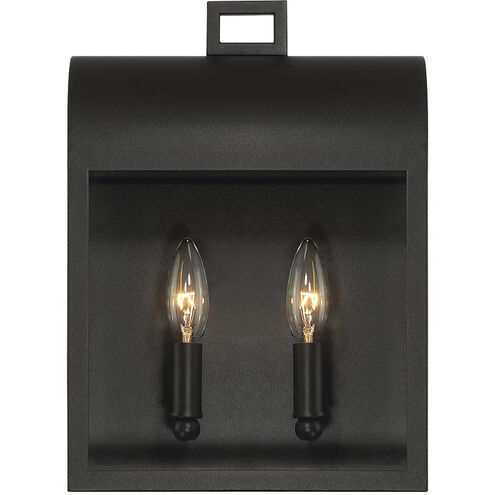 Sawyer 2 Light 14 inch Satin Black Outdoor Wall Sconce