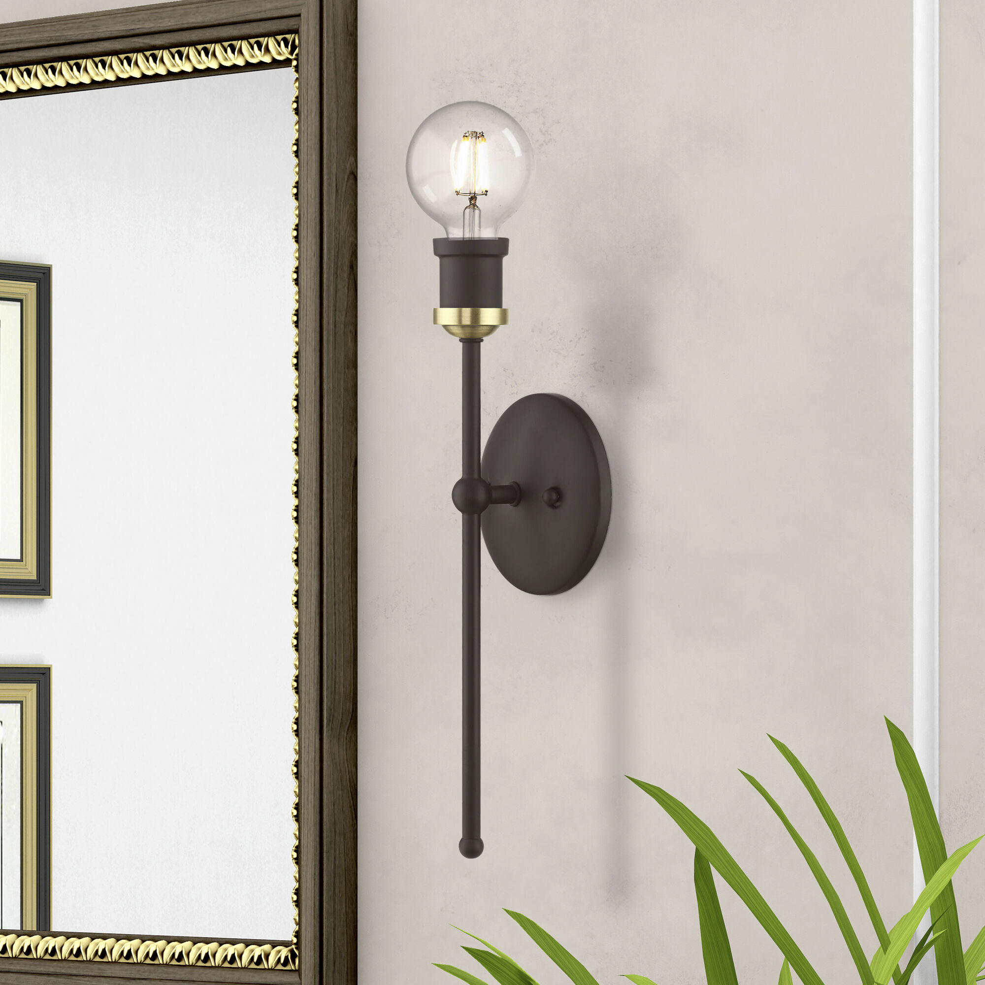 Lansdale 1 Light 5 inch Bronze with Antique Brass Accents ADA Single Sconce Wall Light, Single