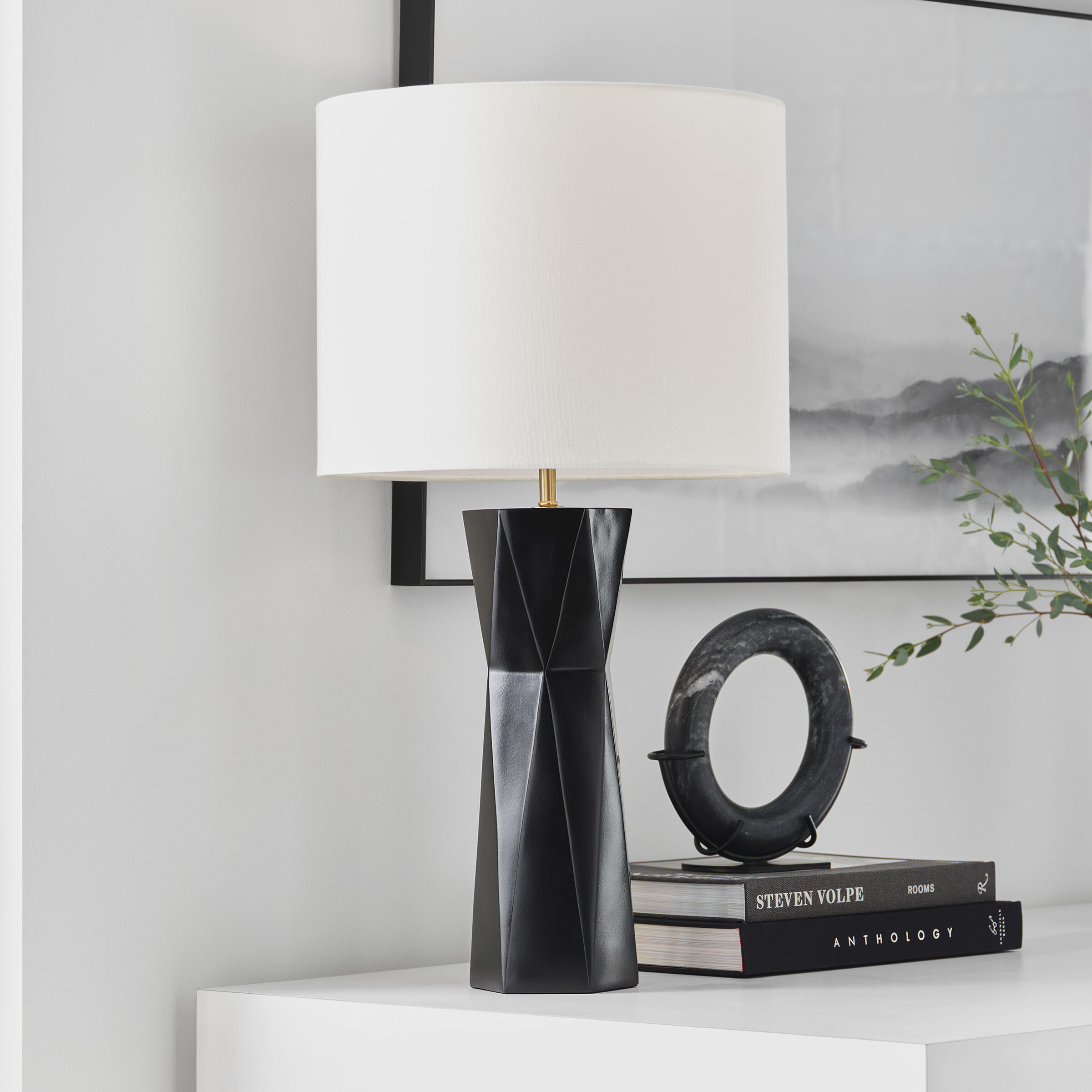 Drew & Jonathan Fernwood 26.5 inch 9.00 watt Gloss Black Table Lamp Portable Light