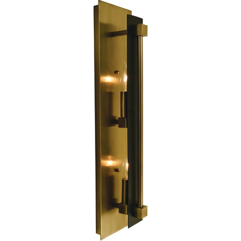 Louvre 2 Light 5 inch Antique Brass with Matte Black ADA Sconce Wall Light in Antique Brass/Matte Black
