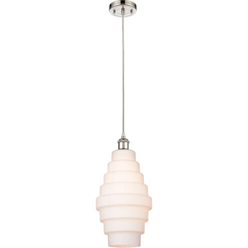 Ballston Cascade LED 8.25 inch Polished Nickel Mini Pendant Ceiling Light in White